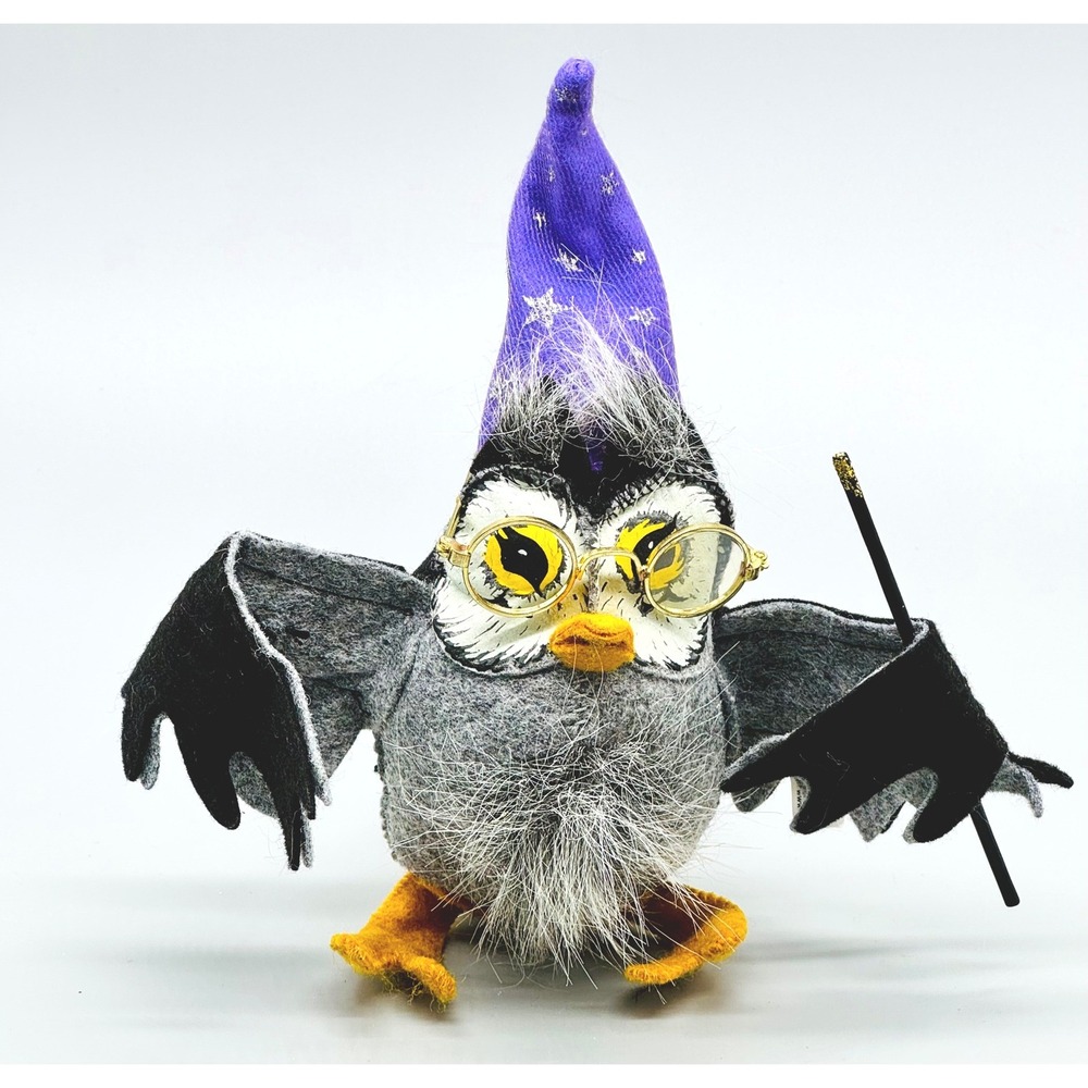 Annalee Wizard Owl Grey Purple 2007 Halloween Magic Wand Glasses